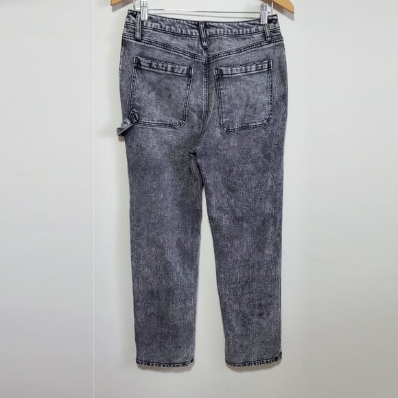 AFRM Fez Straight Leg Carpenter Jeans Hi-Rise Utility Acid Wash Women 28 x 30.5" - Picture 6 of 14